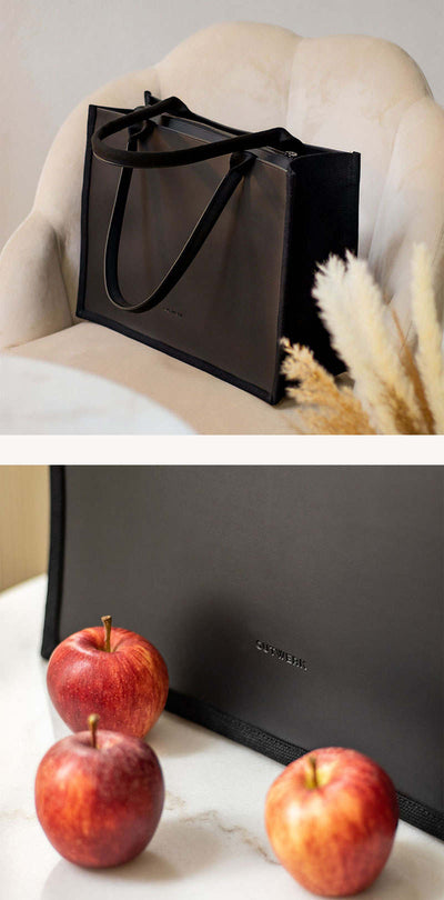 Vegane Handtasche in schwarz für Damen aus Apfelleder.